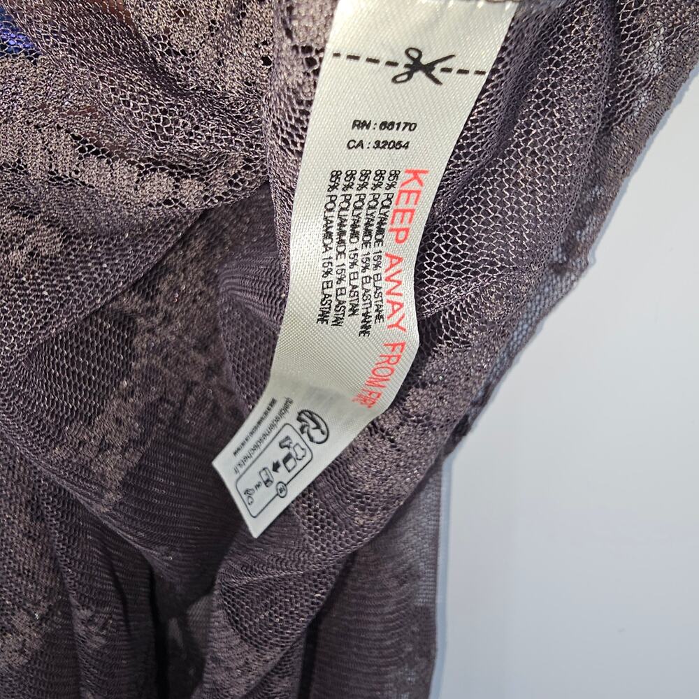 Free People Lady Lux Maxi Slip Dress Dark Gull Grey Sheer Lace Layering XS NWT - Picture 14 of 14